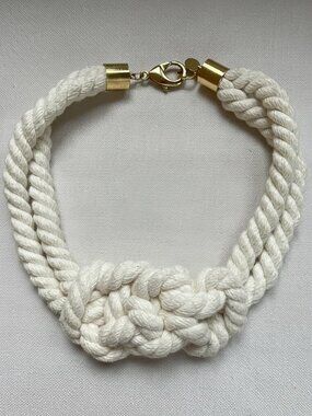 Chance by Julia Leach Nautical Rope Knot Necklace, Ivory Cotton Gold-Tone